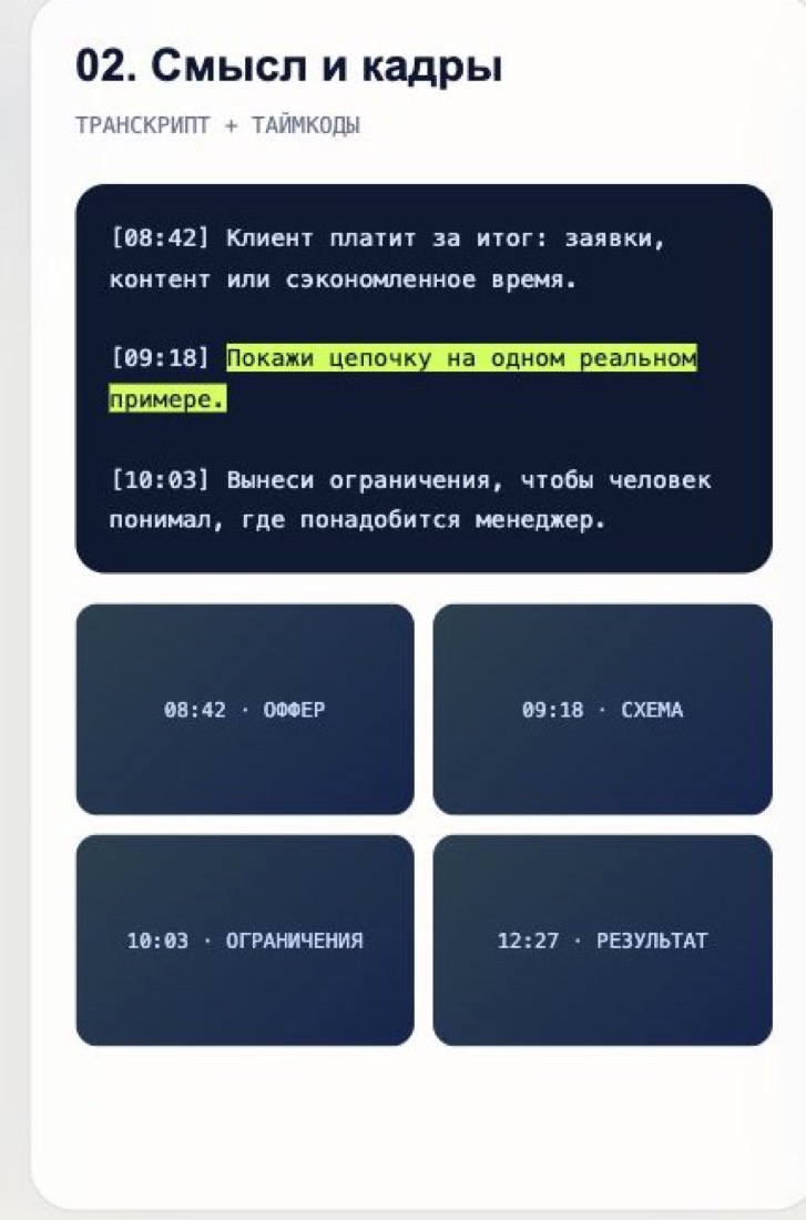 Расшифровки роликов